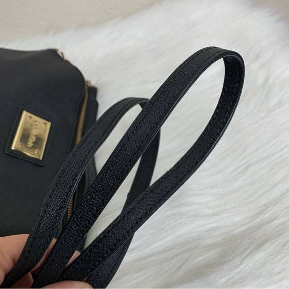 Calvin Klein Black Saffiano Top Zip Chain Crossbody Bag - Picture 7 of 12